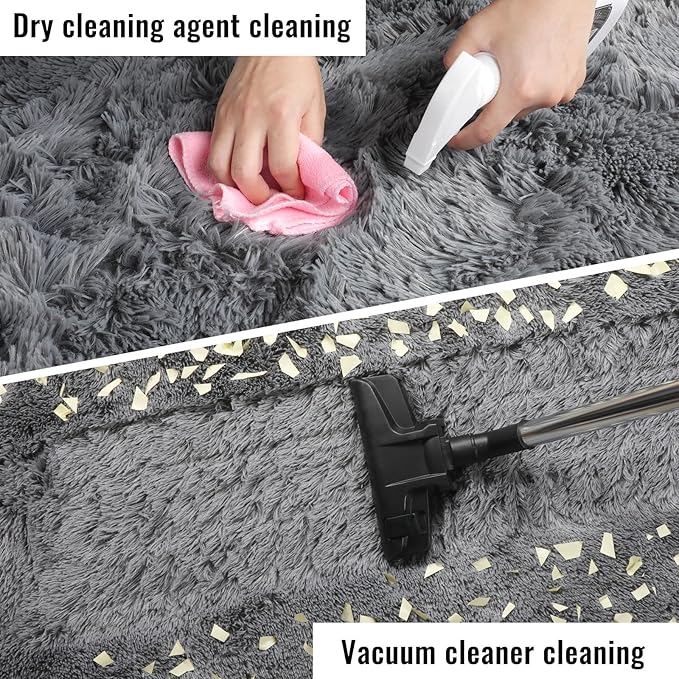 Grey Area Rugs for Living Room, Plush Fluffy Bedroom Rugs for Dorm Room 5x8 | - Image 7
