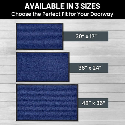 Front Door Mat, Indoor Outdoor Welcome Entryway Entrance Doormat 30x17 Blue | - Image 5