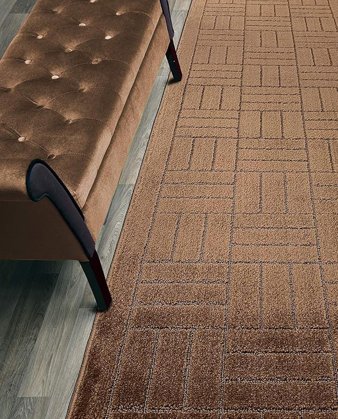 10 ft Long Brown Hallway Kitchen Runner Rug Non-Slip Washable, Custom Size by ORFAHOME