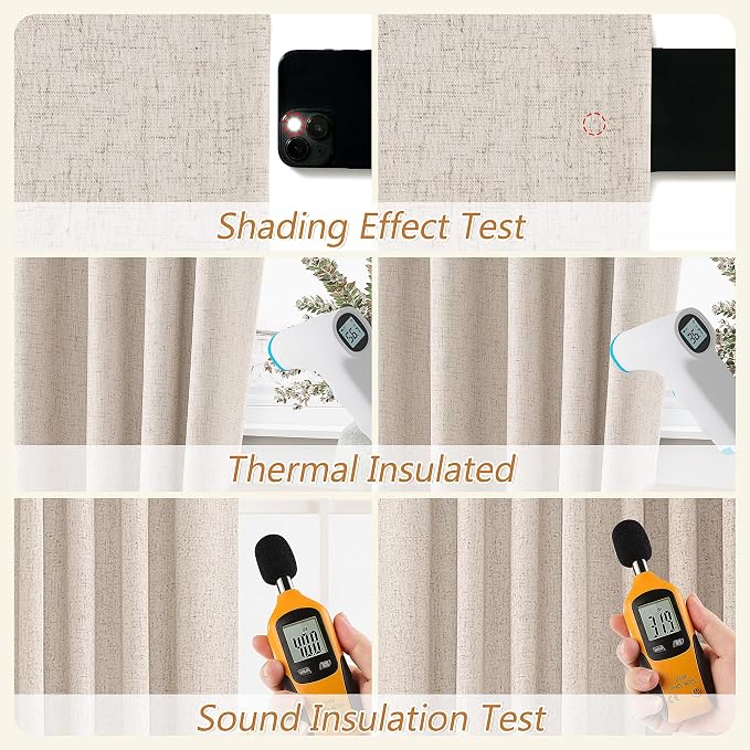 Oatmeal 100% Blackout Curtains 120 Inch Length 2 Panels Set - Image 4