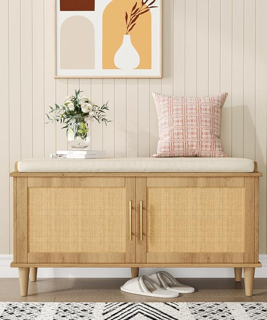 Akxomel Rattan Shoe Storage Bench by Akxomel