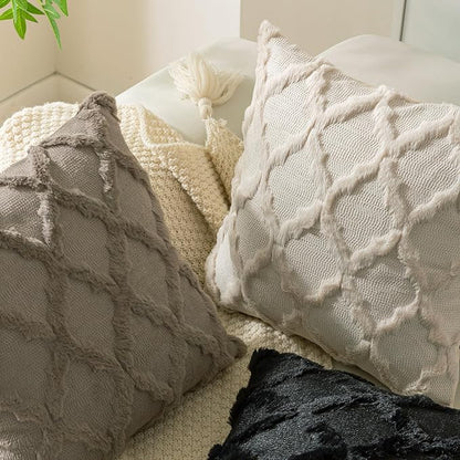 Set of 2 Soft Moroccan Throw Pillow Covers 24x24 Inch Plush Boho Decorative - Image 6