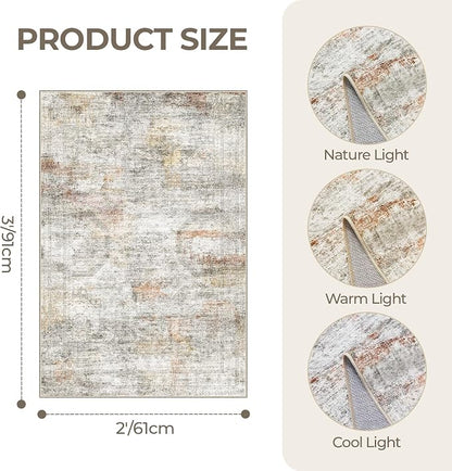 2x3 Rug Non Slip, Small Washable Entryway Rug, Runner - Image 2