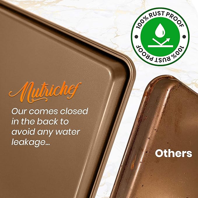 NutriChef 2-Piece Nonstick XL Cookie Sheets for Baking - 22" x 16" Extra Large Carbon Steel Oven Baking Trays - Non Stick Coating, Stackable Baking Pans, NCLGBP28