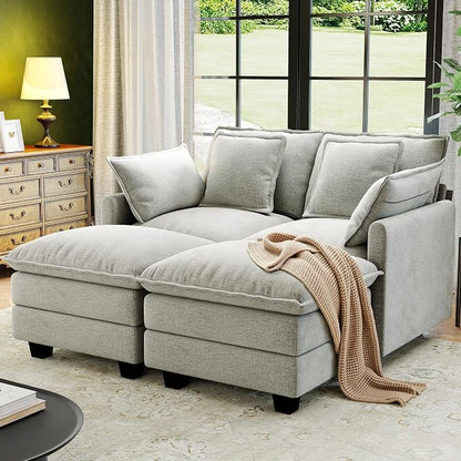 58" Cloud Couch Loveseat, Deep Seat Modular Sectional Sofa by Hanherry