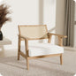 BELLEZE Mid Century Modern Rattan Chair Accent Natural Wood Armchair by BELLEZE