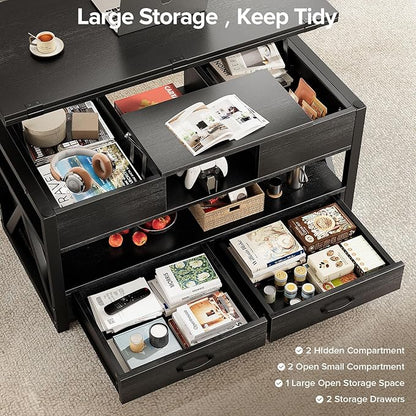 Memobarco 40" Lift Top Coffee Table, 4 in 1 Multi-Function Lift Coffee Tables - Image 4