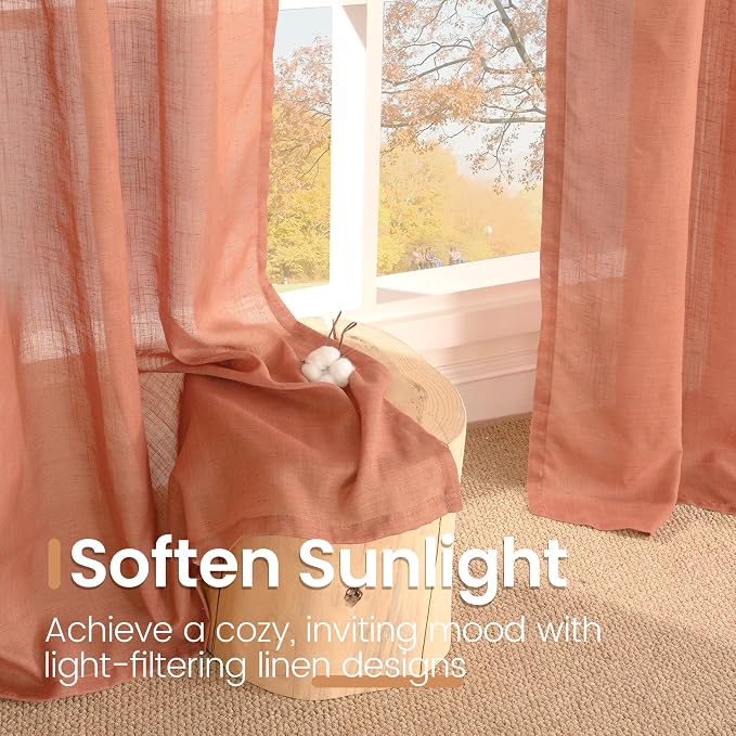 BGment Terracotta Linen Curtains 102 Inch Length - Image 5