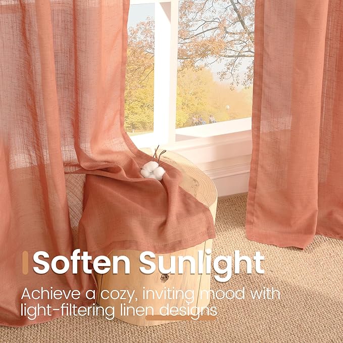 BGment Terracotta Linen Curtains 30 Inch Length - Image 6