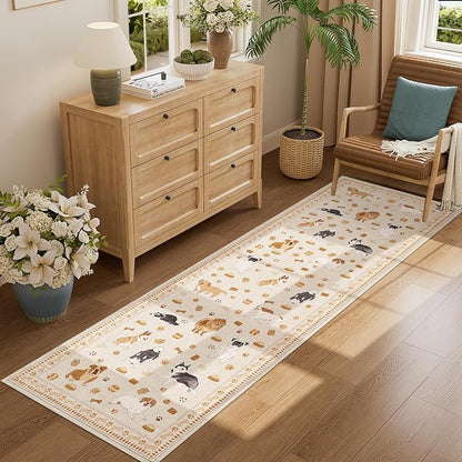 DUKINO 2x10 Kitchen Runner Rug, Washable Dog Rug Soft Non Slip Beige Yellow | - Image 5
