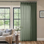 Extra Wide Pinch Pleat 100 x 84 Inch Linen Curtains Olive Green | Light by DUKIYO