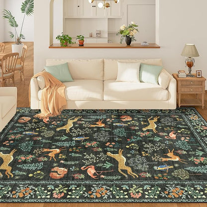 DUKINO 9x12 Area Rug for Living Room, Washable Animal Rug Non Slip, Non-Shedding - Image 3