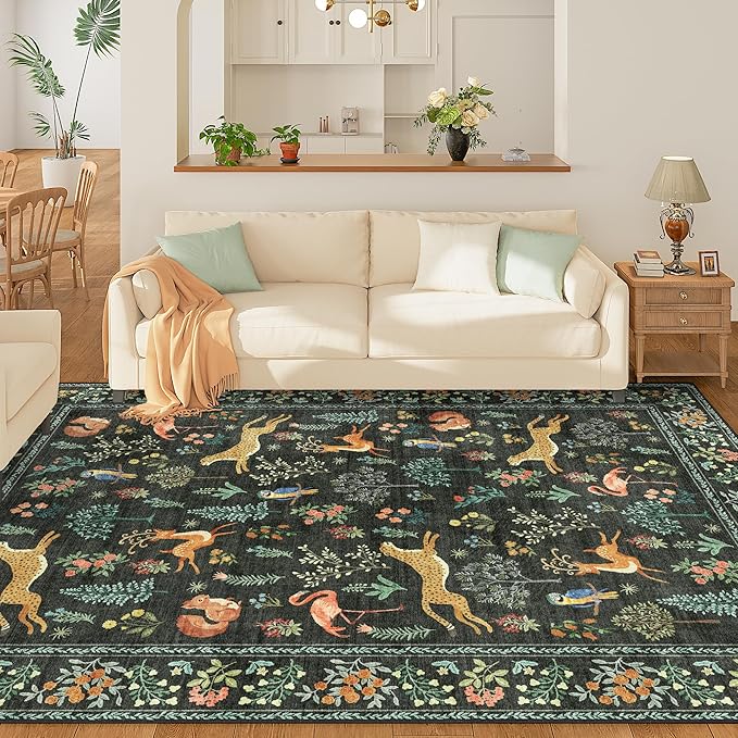 DUKINO 6x9 Area Rug, Washable Animal Living Room Rug Non Slip, Low Pile - Image 3