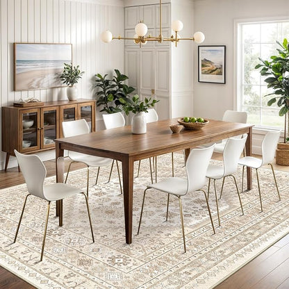 Washable Rugs 8x10 Area Rugs for Living Room, Cream/Beige | Non-Slip Backing - Image 3