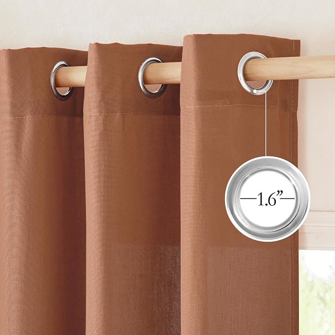 NICETOWN Caramel Short Linen Curtains - Image 5