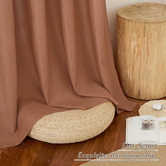 NICETOWN Linen Caramel Curtains 96 inches Long - Image 7