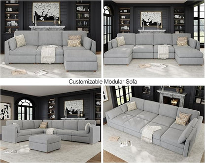 Oversized Modular Sectional Sleeper Sofa, Solid Wood Frame, Removable Washable - Image 7