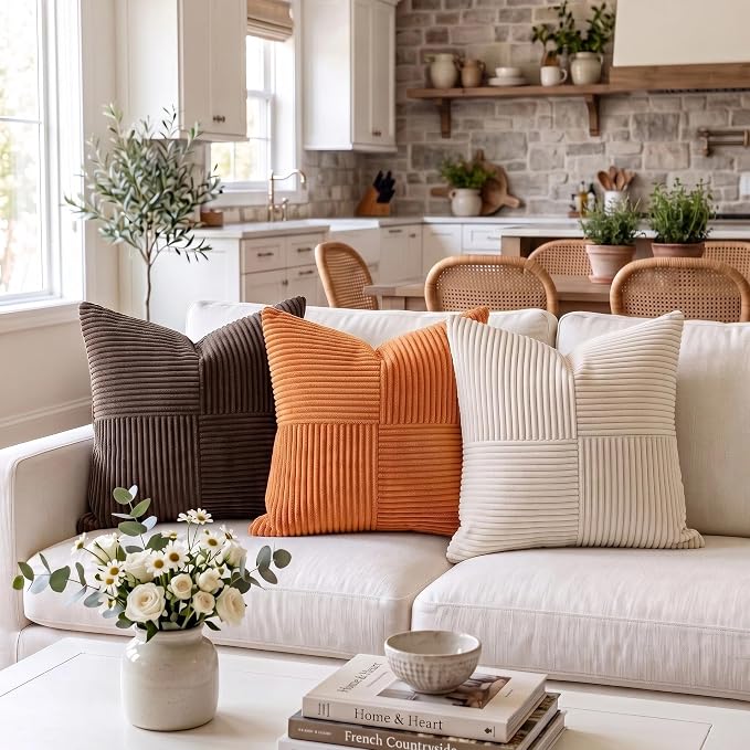 Fancy Homi 2 Packs Burnt Orange Decorative Throw Pillow Covers 18x18 Inch - Image 2