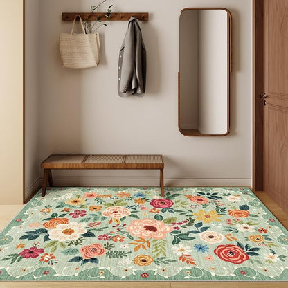 DUKINO 3x5 Area Rug, Floral Washable Rug - Image 6