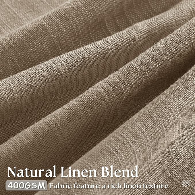 Extra Long Light Brown 120 Inches Semi Sheer Linen Curtains Brown Coffee | - Image 3