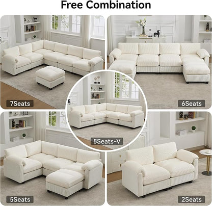 87.5'' L Shaped Modular Sectional Sofa, 3 Seater Cloud Couch - Image 7