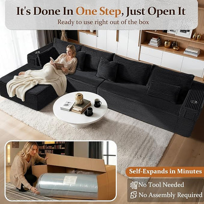 138" Cloud Sectional Couch, Comfort L Shaped Boneless Couch - Image 3