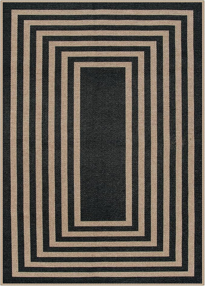 Lahome Modern Geometric Easy Jute Outdoor Rug, 5x7 Patio Living Room Rug | - Image 9