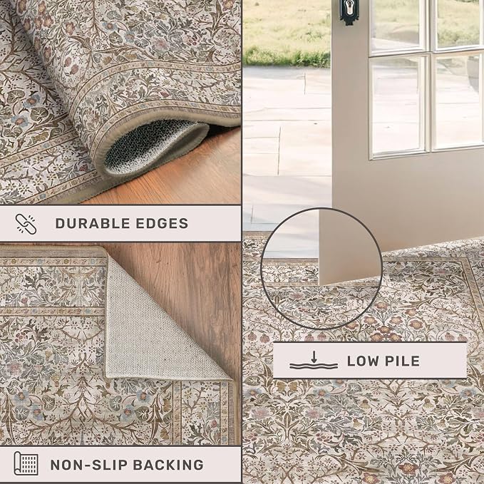 Non Slip 2x10 Moss Green Hallway Runner - 10ft Long Runner Rugs - Image 4