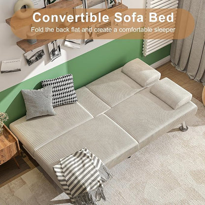 Shahoo Modern Upholstered Convertible Folding Futon Sofa Bed - Image 4