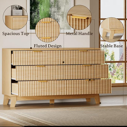 BORNOON Fluted 6 Drawer Dresser, 47.2" Wide Modern Boho Chest of Drawers - Image 5