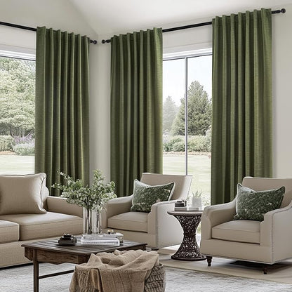 Topfinel 94 Inches Long Flax Custom Blackout Linen Curtains, Viral Pinch - Image 4