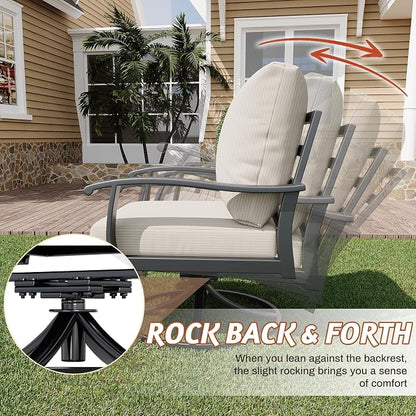 HOMREST Patio Furniture Sets 7 PCS Outdoor Metal Conversation Sets, 360 Degree - Image 3