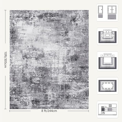 8x10 Area Rugs, Abstract Modern Ultra Soft Washable Rug, Non Slip Carpet - Image 2