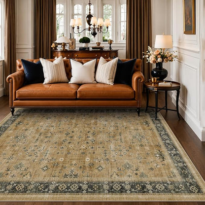 Rustic Taupe Area Rug 5x7 for Living Room by HazoHaus