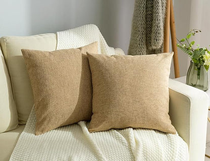Stellhome Burlap Throw Pillow Covers Solid Farmhouse Linen Pillowcase by Stellhome