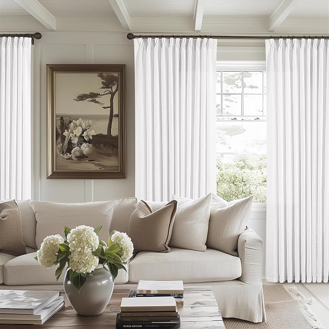 Snow White Pinch Pleat Semi Sheer Linen Curtains W70xL84 1 Panel | Light - Image 8