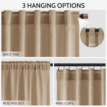 Sand Beige Linen 112 Inch Curtains - Image 2
