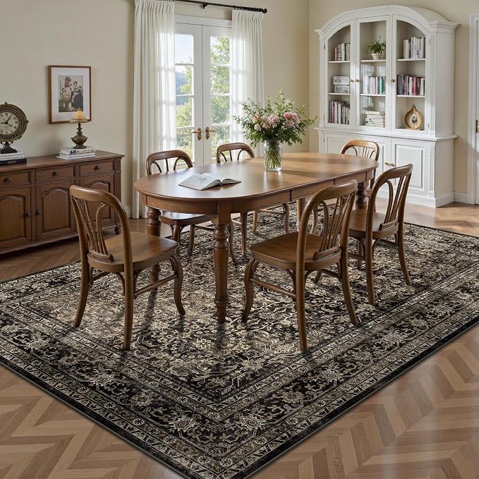 5x7 Area Rugs - Washable Vintage Retro Living Room Rug, Soft Ultra Thin Non - Image 4