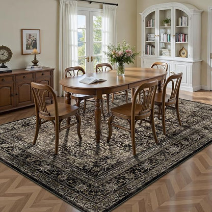 5x7 Area Rugs - Washable Vintage Retro Living Room Rug, Soft Ultra Thin Non - Image 4