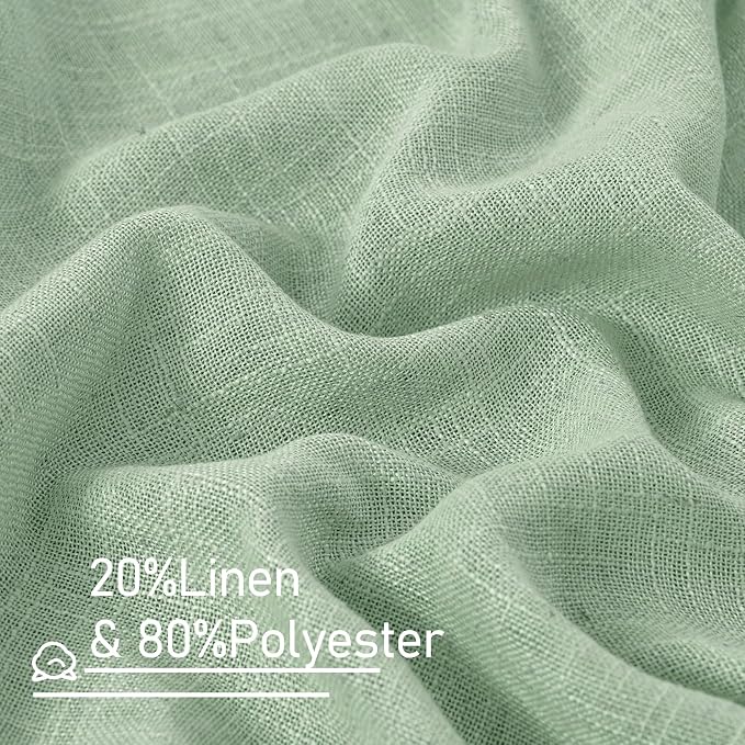 Linen Curtains 48 Inch Length Semi Sheer Light Filtering 2 Panels | Linen - Image 2