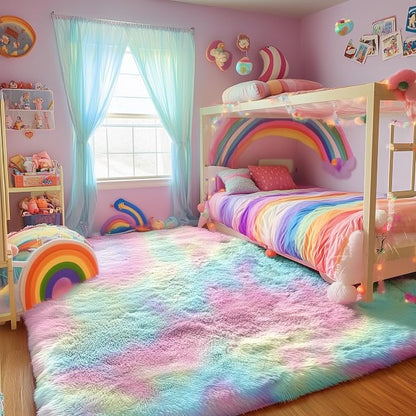 Vibrant Rainbow Rug 3x5 Ft, Bedside Preppy Dorm Area Rug - Image 5