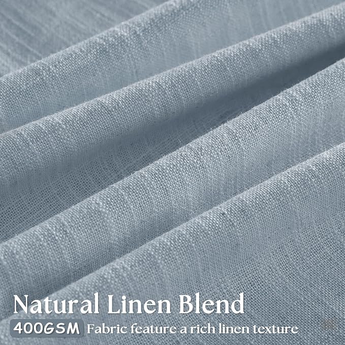 Extra Long Dusty Blue Linen Curtains 120 Inches Long 2 Panels | Coastal Sky Blue - Image 3