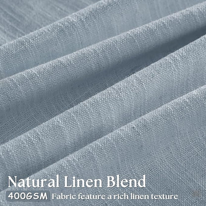 Dusty Blue Pinch Pleated Linen Curtains 84 Inches Long 2 Panels | Pinch Pleat - Image 3