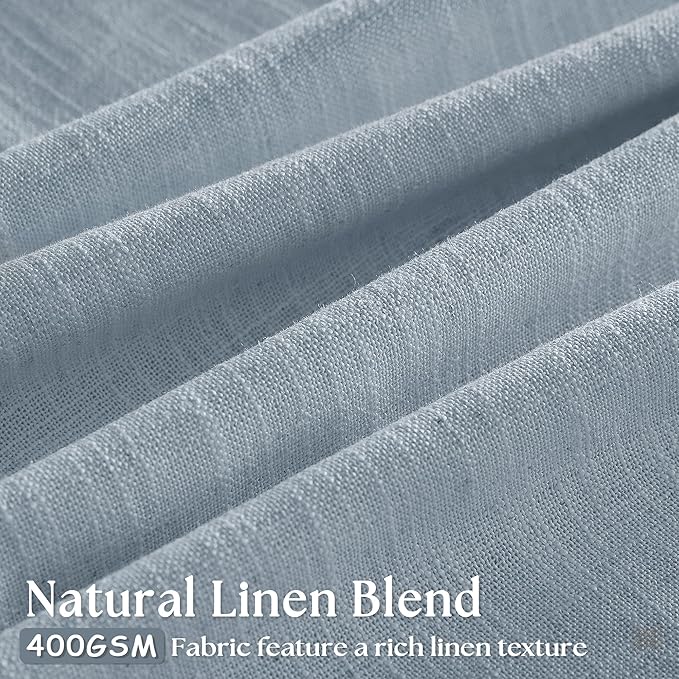 Blue Grey 90 Inch Linen Curtains Pinch Pleated - Image 3