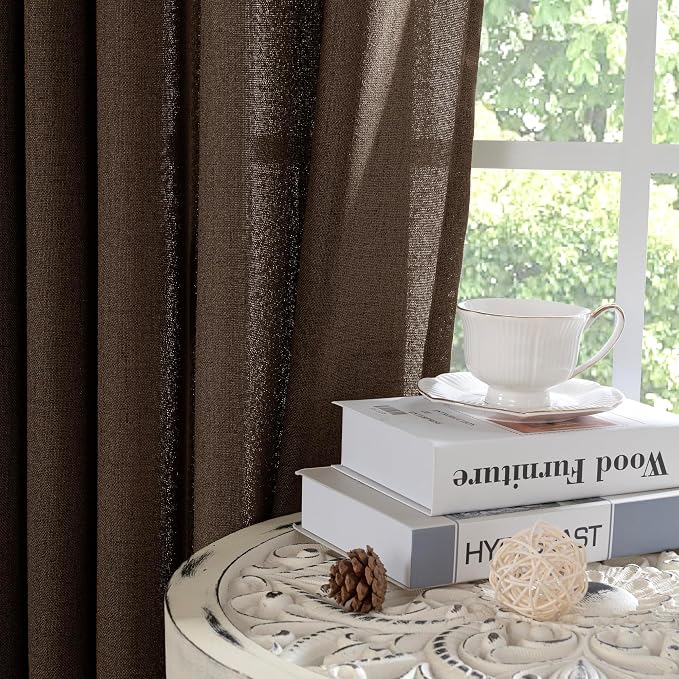 YoungsTex Brown Linen Curtains 68 Inch Length - Image 7