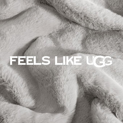 UGG Euphoria Throw Blanket, Plush Faux Fur Blanket, Seal Grey | Reversible - Image 7