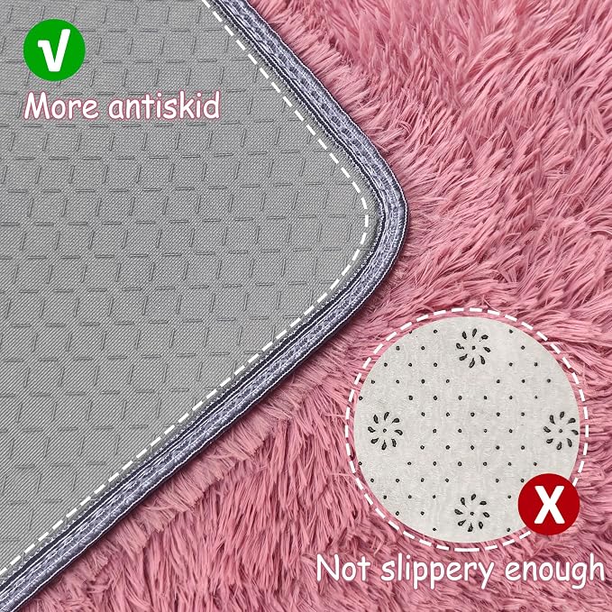 Blush Pink Runner Rug for Bedroom Pink 2x5ft Fluffy Area Rug Bedside Runner Rug - Image 4