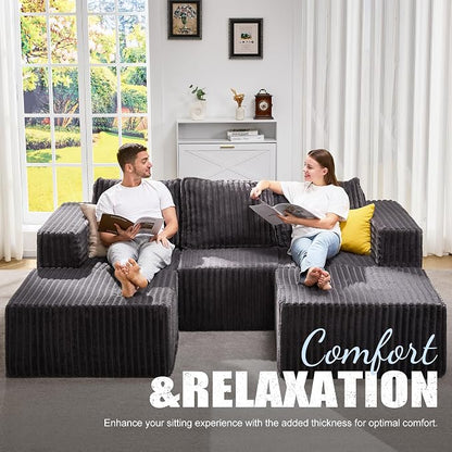 Hobestluk Modular Sectional Sofa Memory Foam Couch Oversized Sectional Sofa - Image 3
