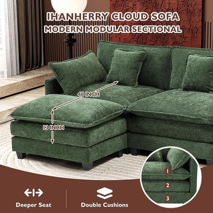 Ihanherry 111.4" U Shaped Modern Sofa Modular Sectional Cloud Couch - Image 3