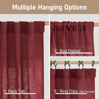 Semi Sheer Linen Curtains 63 Inch - Image 3